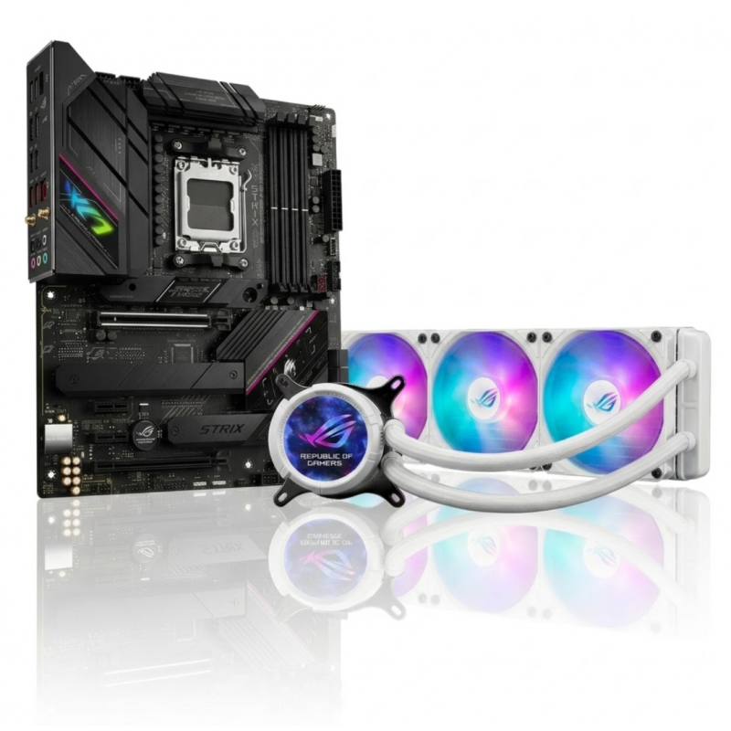 KIT MOTHER ASUS (AM5) ROG STRIX B650E-F GAMING WIFI + WATER COOLER ASUS ROG STRIX LC III 360 ARGB LCD WHITE