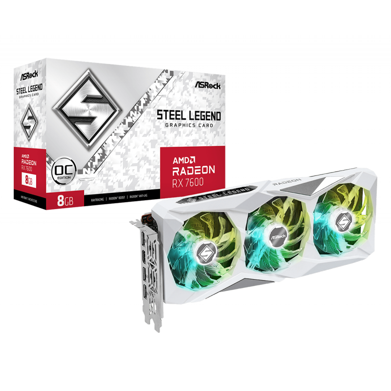 PLACA DE VIDEO ASROCK RX 7600 8GB STEEL LEGEND