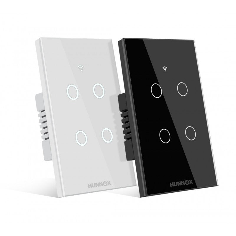 TECLA HUNNOX SMART TACTIL 4 CANALES NEGRO